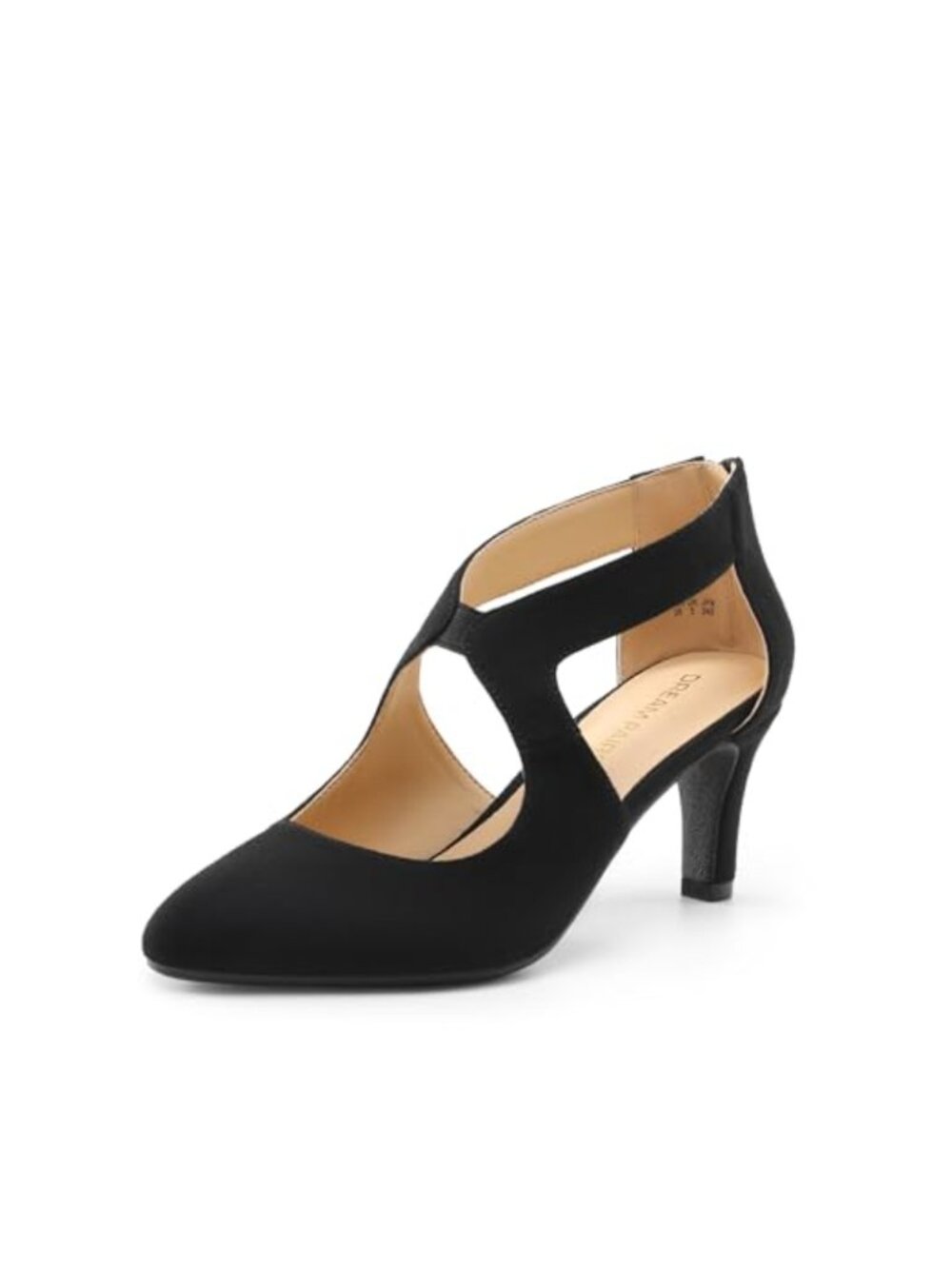 Women's Pointed Toe Kitten Heels with Crisscross Cutout Design